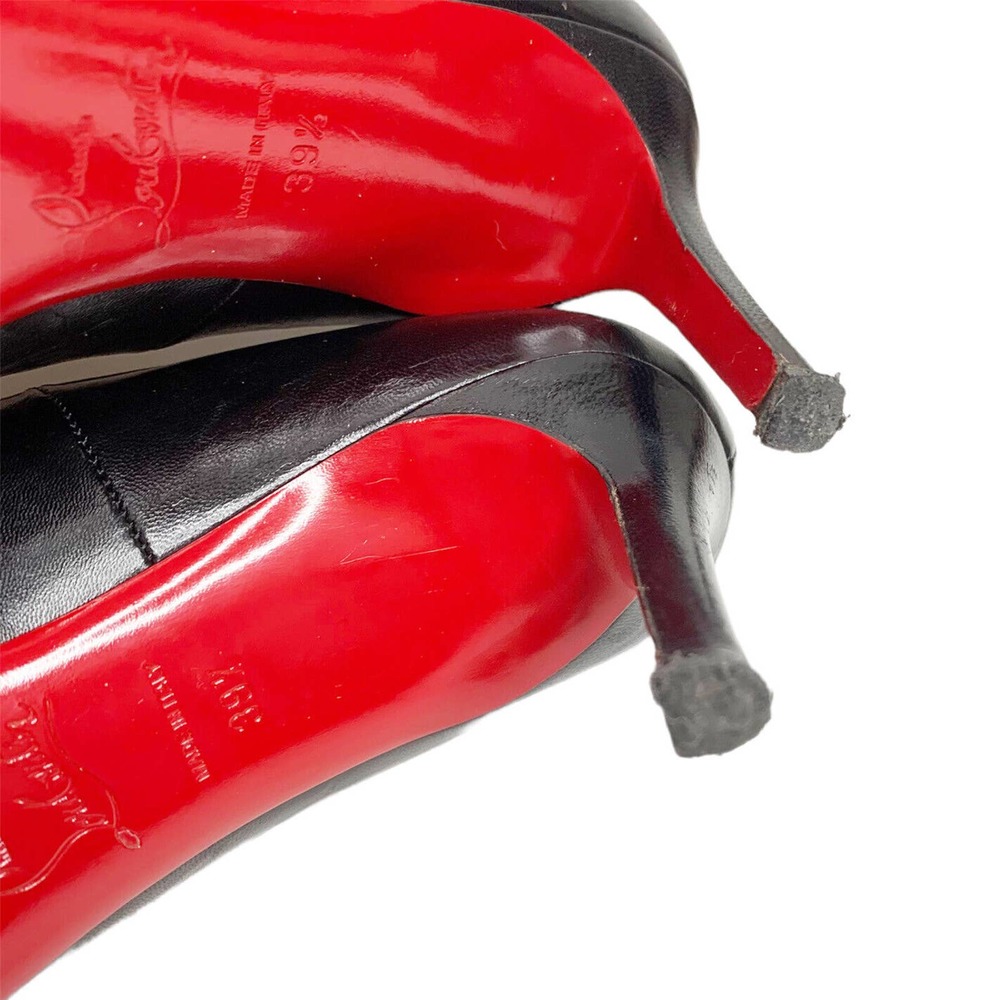 ❌SOLD❌ Authentic Christian Louboutin Matte Black Leather Pumps Women’s 39 1/2 - Picture 8 of 11
